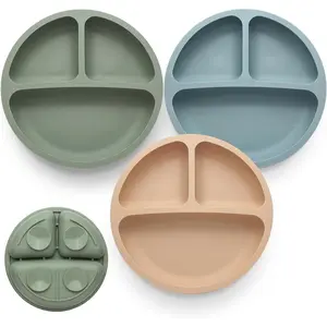Plates 3 Pack, Divided Suction Plates for ,   Grade   Plates, Non-Slip,  Led  Supplies, Microwave & Dishwasher Safe
