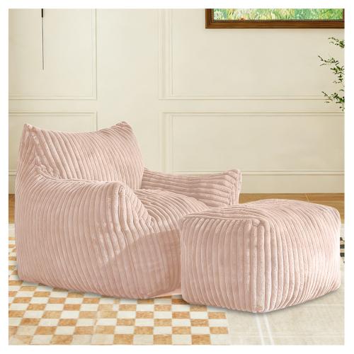 【Valentine's Day gift】Oversize Giant Boneless Couch Bean Bag Soft Plush Corduroy with High-Rebound Memory Foam Filling Machine Washable Comfortable Sofa Chair w/Ottoman 5-Zone Support