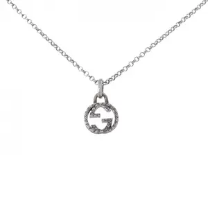 Pre-owned GUCCI Sterling Silver 925 (Ag925) Small Leather Goods Interlocking G 925 Silver Necklace