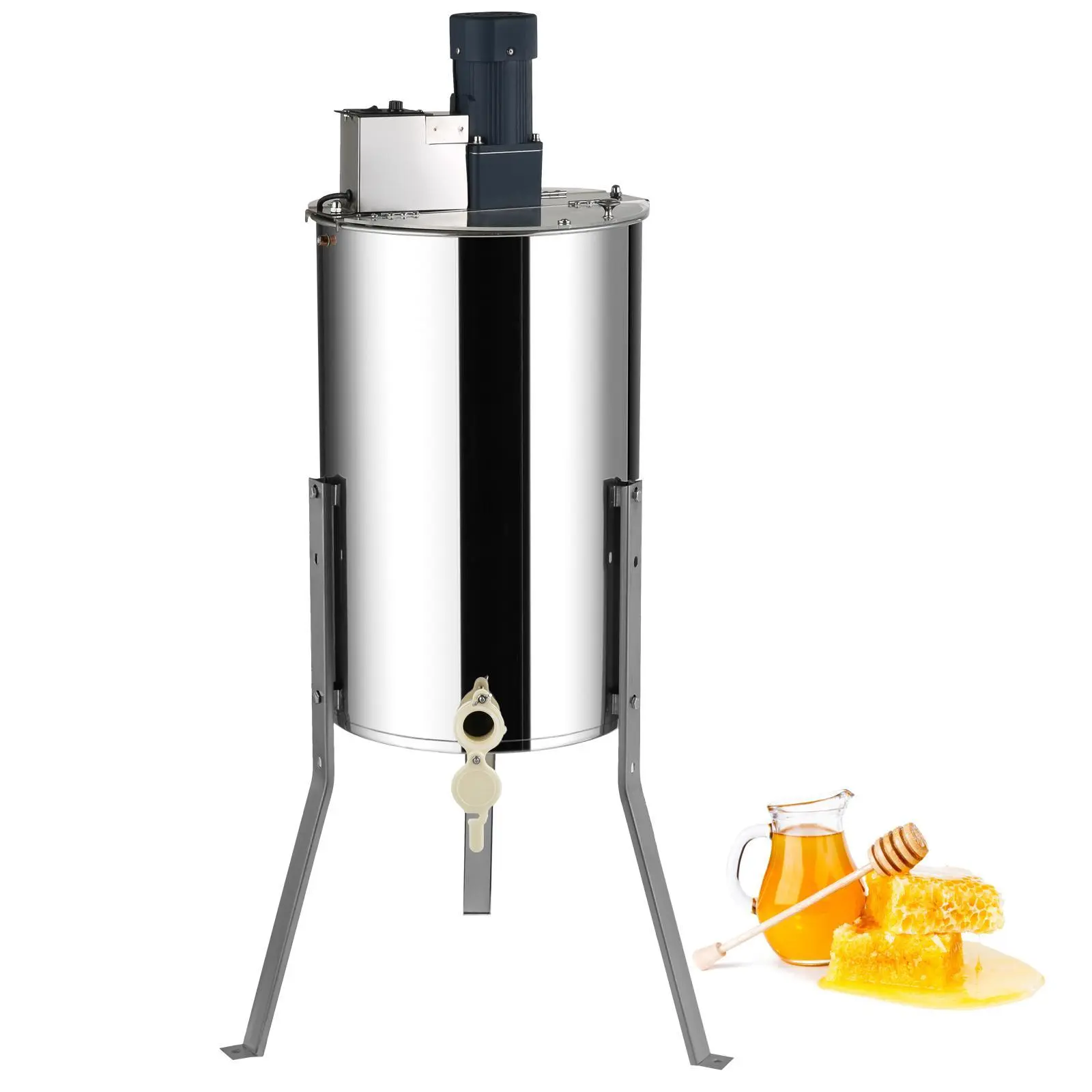 【Summerfinds】VEVOR Electric Honey Extractor,  , 2/4 Frames Honey Spinner Extractor, Stainless Steel Beekeeping Extraction, Apiary Centrifuge Equipment with Height Adjustable Stand, Honeycomb Drum Spinner with Lid