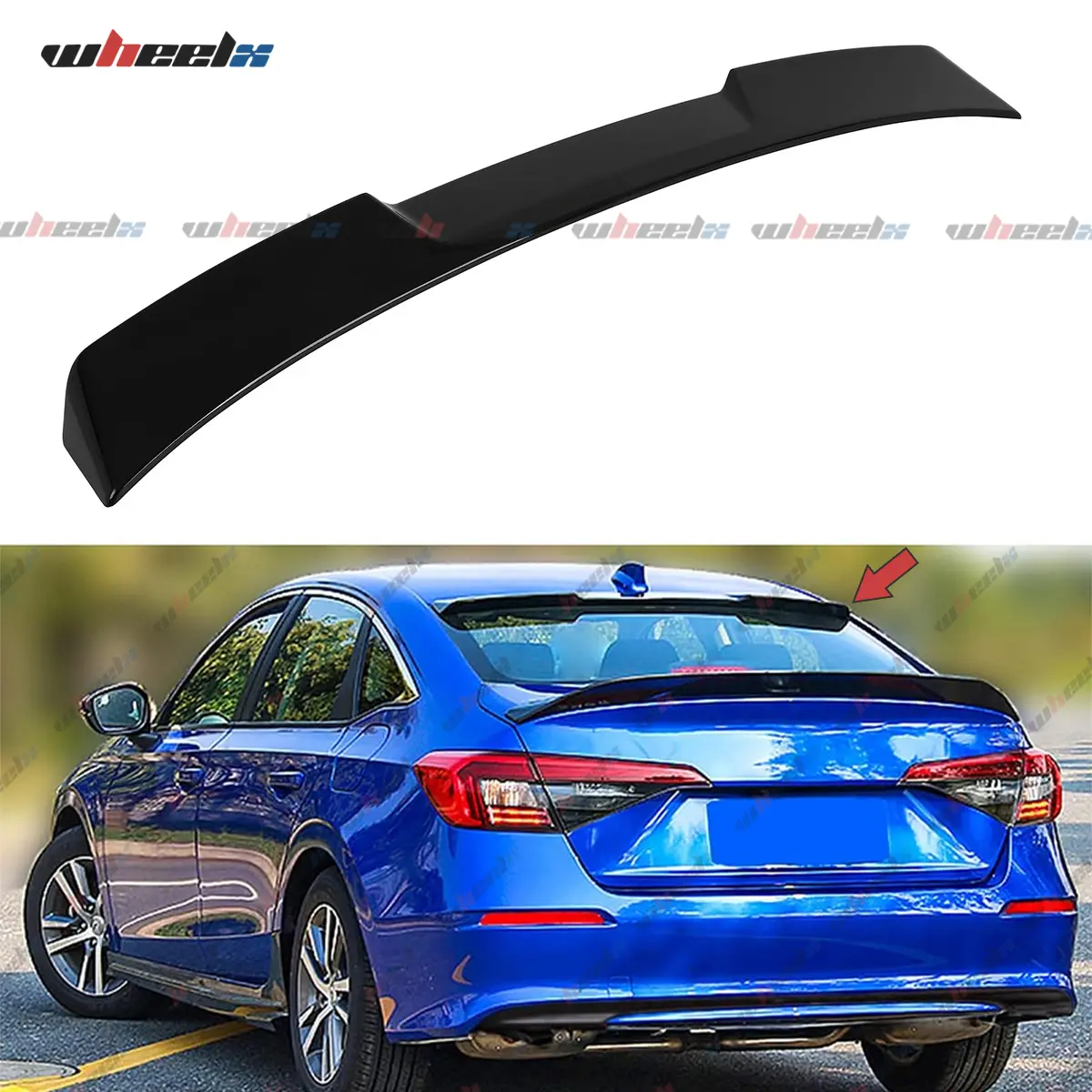 2022-2025 Honda Civic Sedan – Gloss Black Rear Window Roof Spoiler | Direct Fit | 4-Door Only