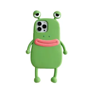 Funny Soft Silicone 3D Frog Phone Case For iPhone 14 13 11 12 15 16 17 Pro Max XS XR 8 Plus Cartoon Cute Shockproof Bumper Cover