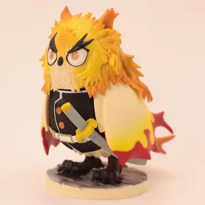 New Demon Slayer Anime Figures Kimetsu No Yaiba Gk Figure Owl Cos Rengoku Kyoujurou Model Collect Children'S Christmas Cute Gift