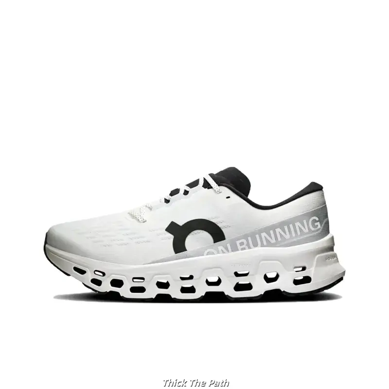 Brand New Sealed with Original Shoe Box Unisex All White Printed Breathable Knit Mesh Running Sneakers Large Segmented Wave Hollow Cushion Sole Black White Non Slip Athletic Walking Gym Daily Sports Trainers