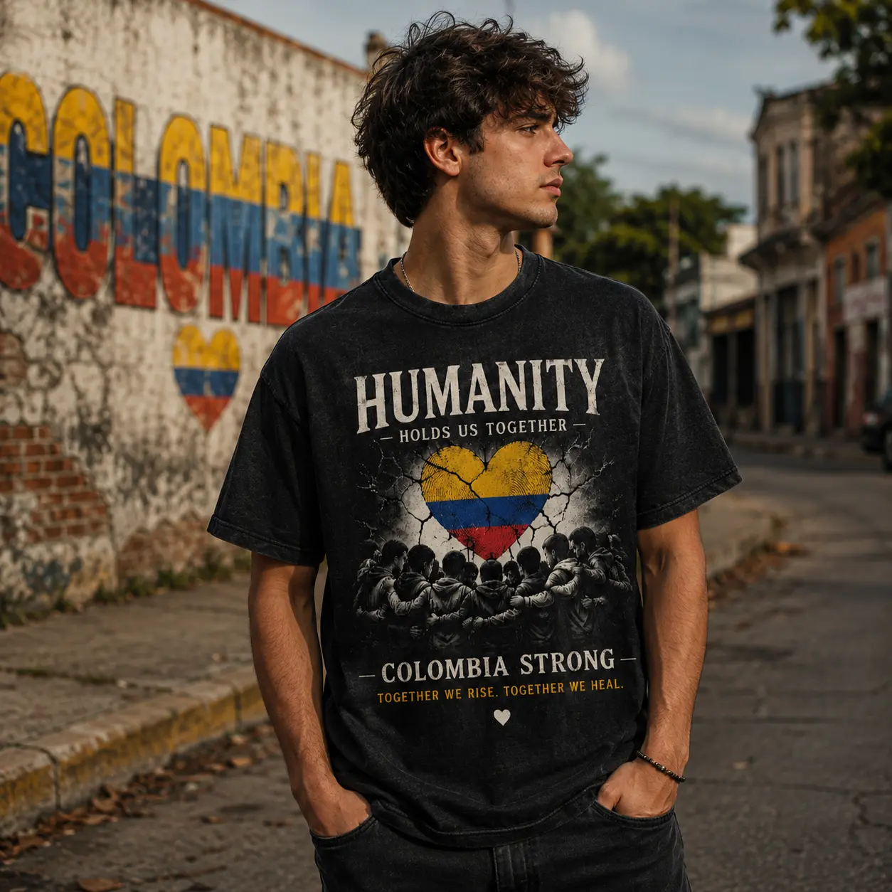Colombia Strong T-Shirt, Humanity Holds Us Together Graphic Tee, Unisex Shirt
