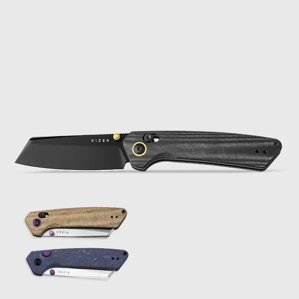 Kizer Madrac Nitro-V Blade V3693A1/ V3693A2, Portable Folding Camping Knife, Micarta Handle, EDC Multi-Function Tool Knife, Fruit Knife, Convenient Pocket Knife with Clutch Lock, Men's Gift