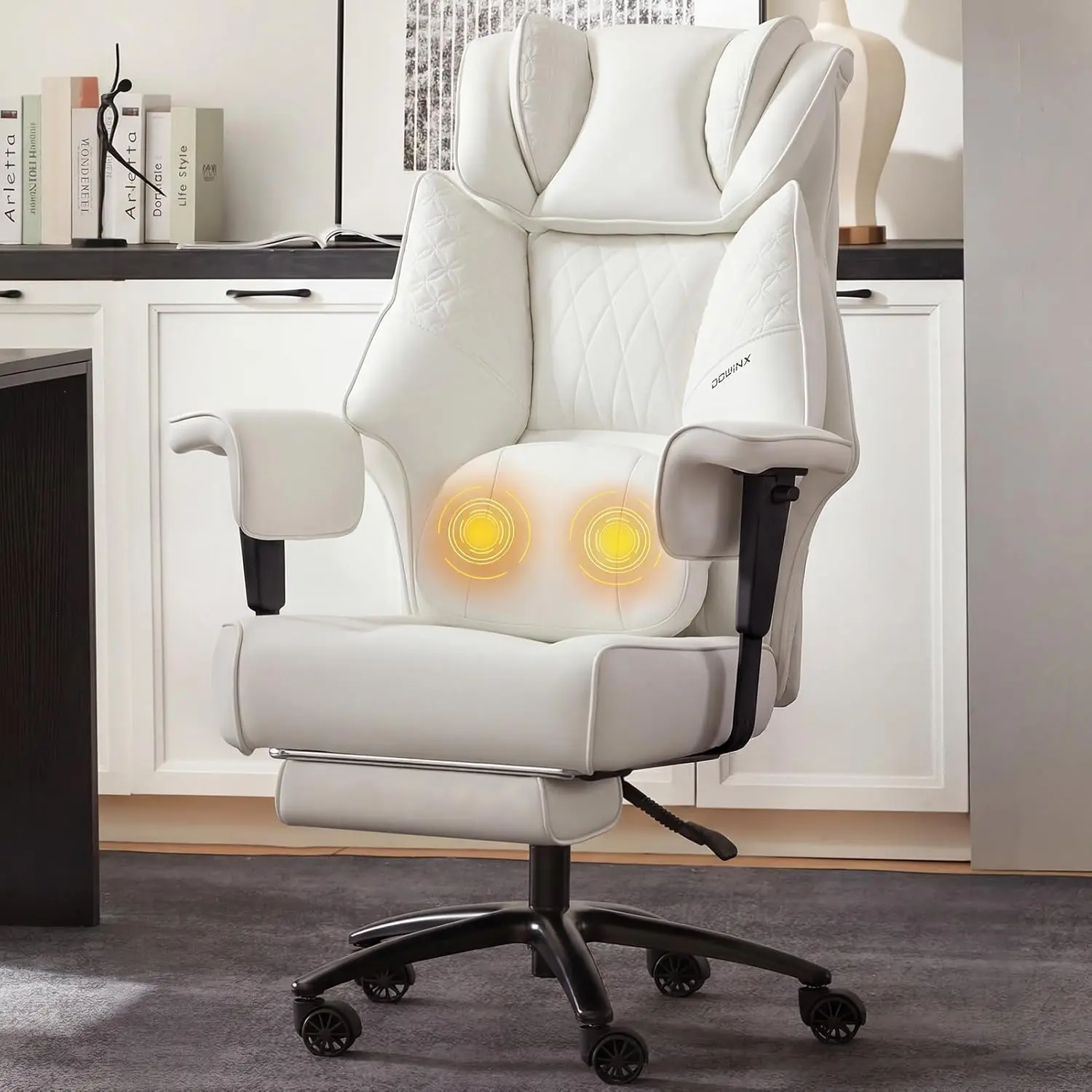 [DealsForYouDays] Big and Tall Office Chair with Massage Lumbar Support,Executive Office Chair with Wide Thick Seat Cushion and Adjustable Armrest,Mesh Computer Gaming Chairs with Footrest