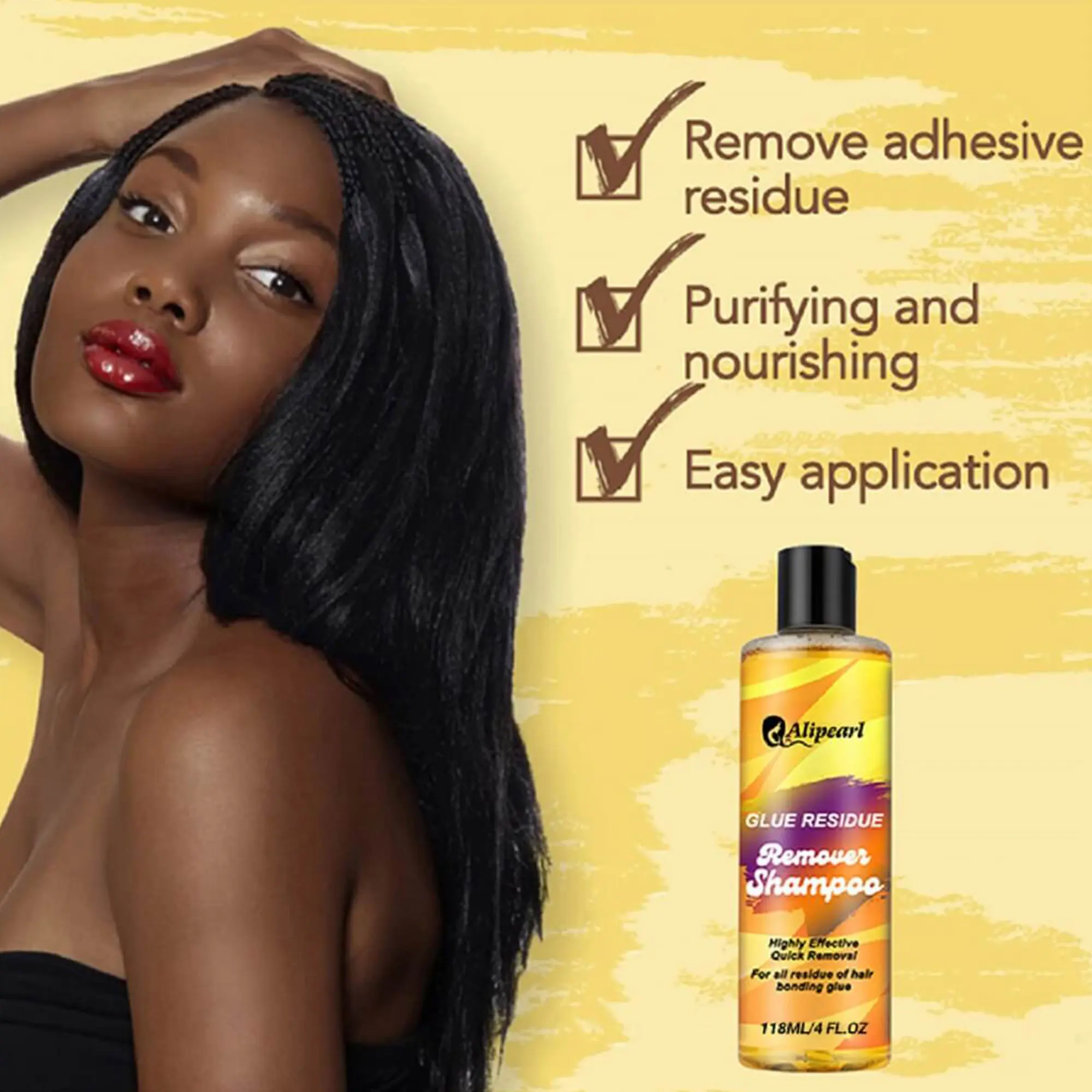 【Alipearl Peripherals】Alipearl Hair Wig Glue Residue Remover Shampoo for Wigs Extensions 4 Oz 118 ML