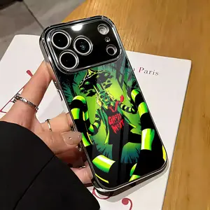 PIKPAKAB-Beetlejuice Movie Phone Case For iPhone 17 16 15 14 13 12 Pro Max Plus Electroplated Metal Bumper Case Ultra-Slim Tempered Glass Back Shockproof Anti-Scratch Luxury Armor Fashion Case