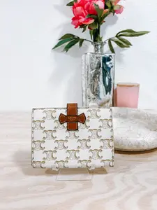 Pre-owned Celine Coated Canvas and Leather Small Leather Goods Macadam Compact Wallet *Final Sale*