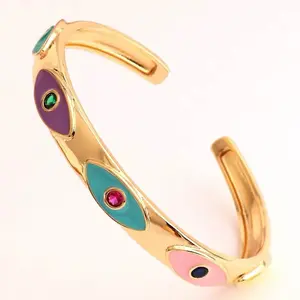 Aura Gem Bangle with Multicolor Enamel and Gold Plated Finish for Stylish Accessory