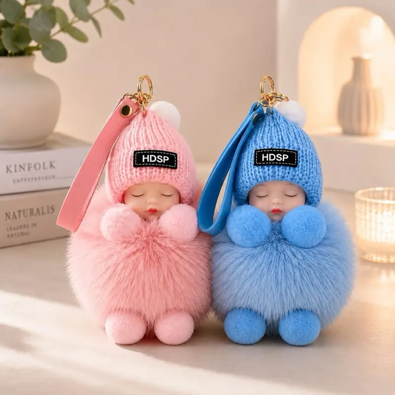 2-Pack Handmade Plush Pendants, Soft Doll Keychains for Bags, Keys, Backpacks