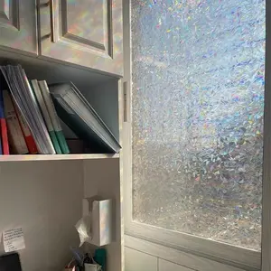 Window Privacy Film Colorful Glass Rainbow 3D Prism Decorative Window Sticker Static Cling Sunshade Home Heat Control UV Protection Decorative Stickers