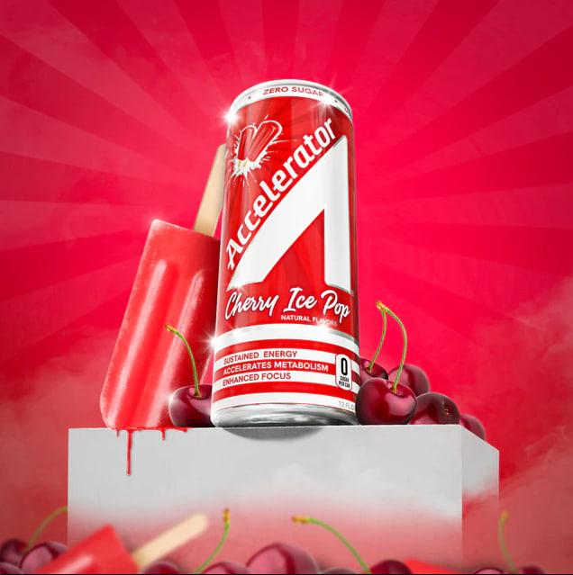 ACCELERATOR CHERRY ICE POP 12 ct/12 oz ZERO SUGAR ENERGY DRINK