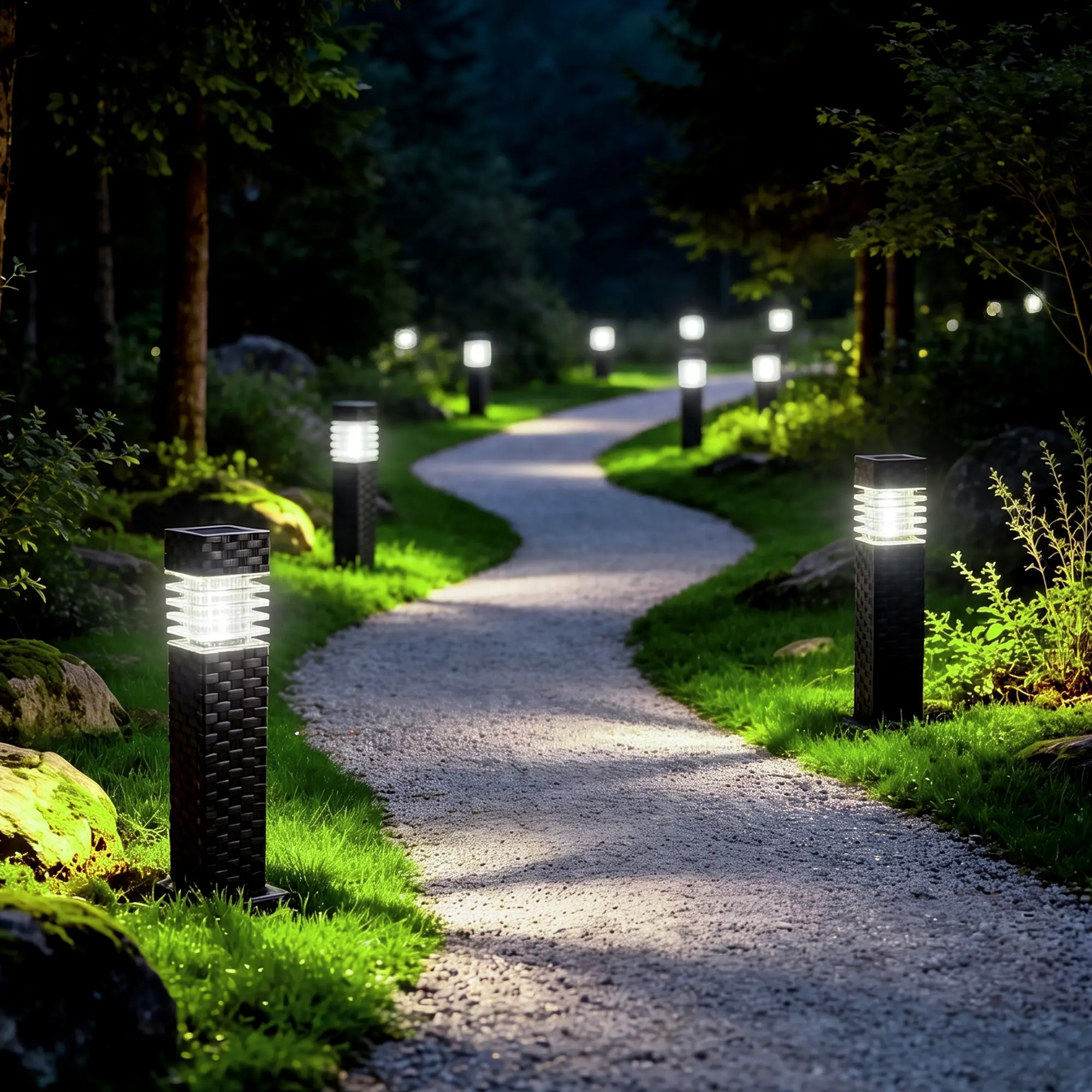 FLACCHI 6-Pack Solar-Powered Outdoor Pathway Lights - Water Resistant Garden, Backyard, Courtyard Post Lights for Lawn Path Home Improvement Decor, Garden Light