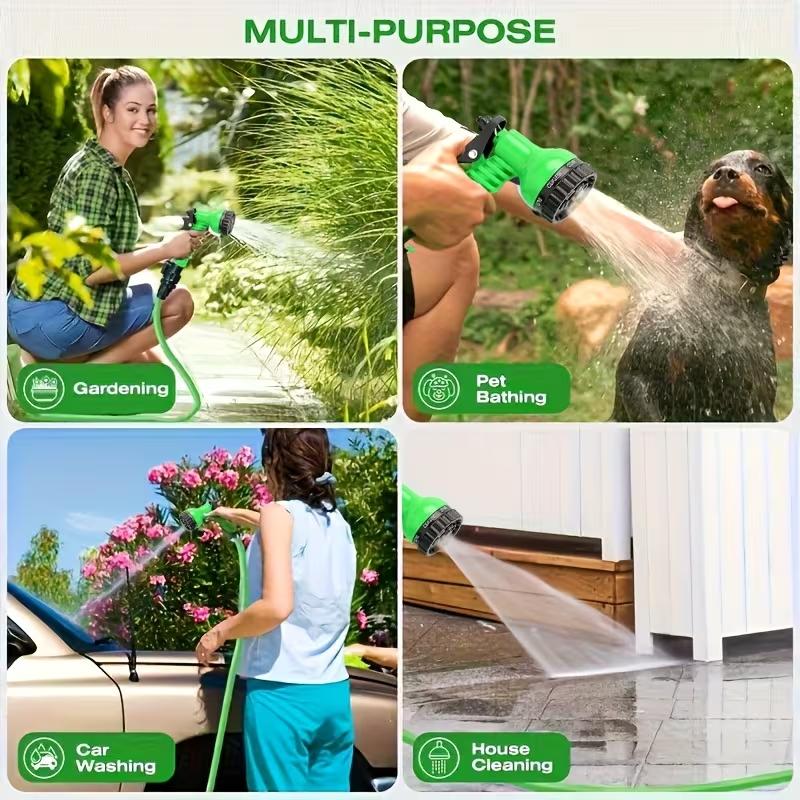 100FT Expandable Garden Hose, Water Pipe Flexible Hose with 7 Function Spray Nozzle for Watering Lawn Yard Garden Car Washing Pet Cleaning Easy Storage Ergonomic Design