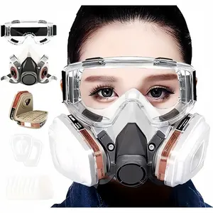 1set Reusable Half Face Respirator Gas Mask Set with Safety Glasses & Filters, Protective Mask Ideal for Painting, Welding, Polishing, Woodworking