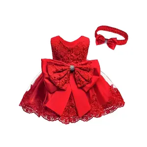 Baby One Year Old Children's Dress Full Moon Baptism Dress Lace Girl's Puffy Princess Dress