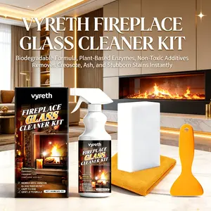 Limitedlowpricesamefireplaceglasscleaner(sponge, scraper and cloth)is easy to clean and remove stains. It can remove glass, water stains and stubborn dirt, restoring its transparent and shiny appearance. The operation is gentle and will not cause damage.