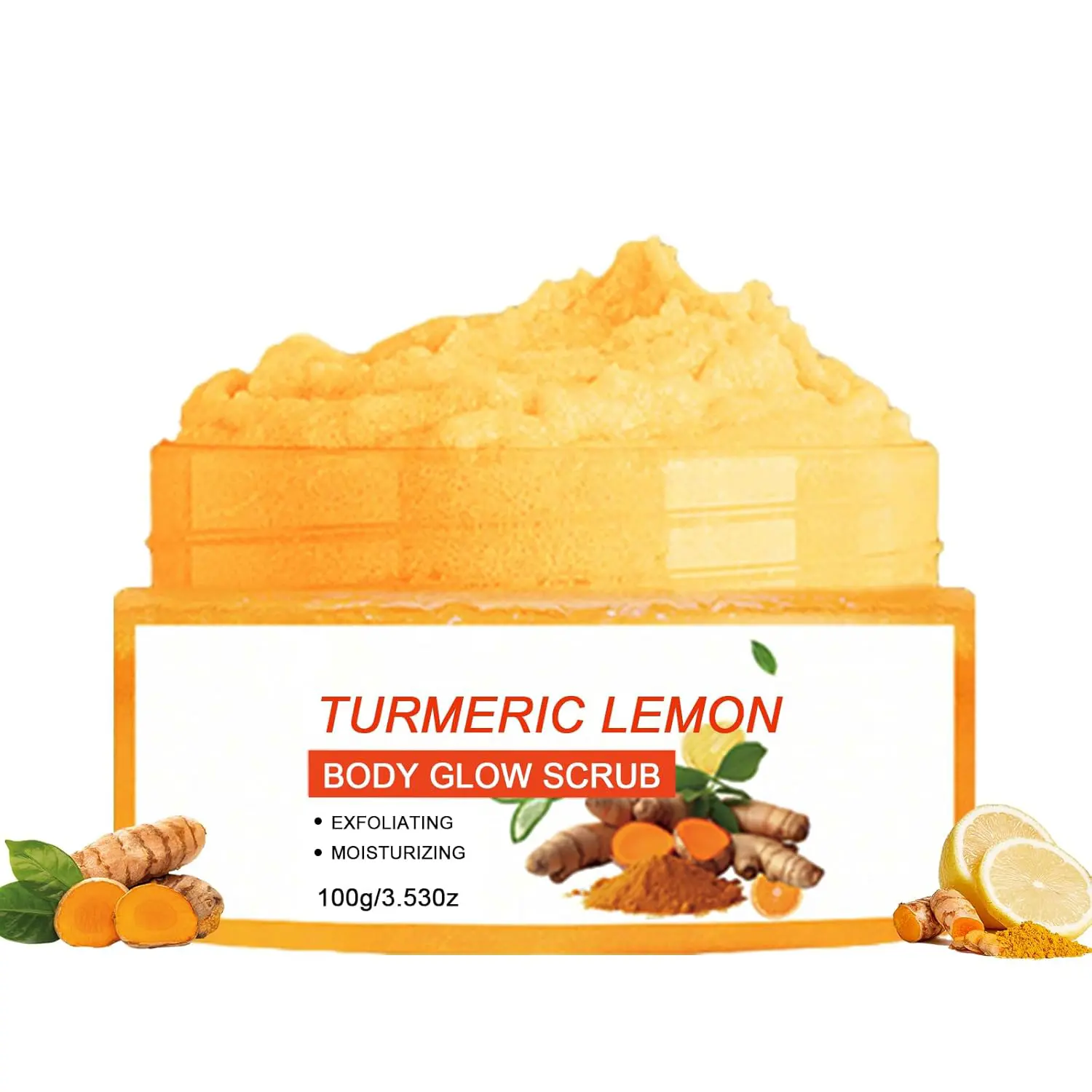Turmeric Body Scrub Vitamin C Exfoliating Body Scrub With Collagen And Coconut Oil Body Exfoliator Dead Skin Remover Smooth And Hydrated Natural Scrub For Butt Bikini Area With Loofah