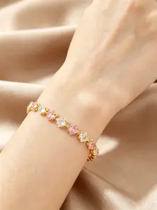 Girls' Style Zircon Powder Bracelet, Unique Design Colorful Sparkling Jewelry, Fine Hand Chain for Daily Gifts and Office Wear