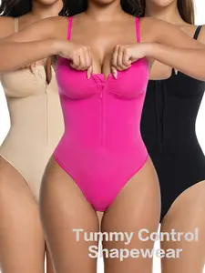 Women's Seamless Bodysuit Thong Bodysuit Sweetheart Neck Fitted Women's Comfort Shapewear Underwear Breathable and Comfortable Daytime Sleeveless Corset Zipper