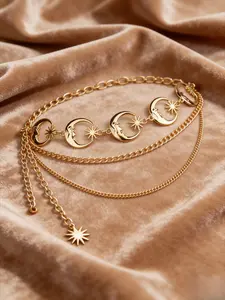 Star moon sun element multi-layer metal waist chain, Y2K Spice Girl style niche design sense body chain, versatile dress waist decorative chain, personalized wear artifact Internet celebrity popular accessories