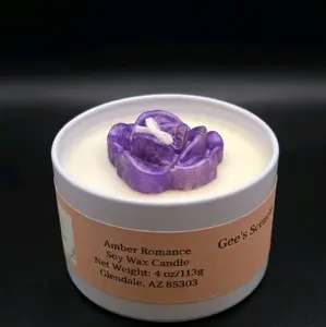 Gee's Scentis Amber Romance 4 oz Soy Blend Scented Decorative Candle Perfume Aroma for Ornaments and Decoration