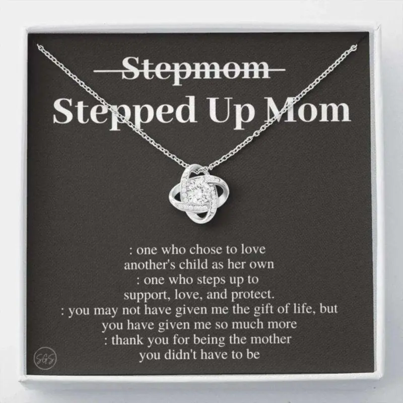 Stepmom Necklace, Stepped Up Mom, Gift For Stepmom, Bonus Mom Necklace, Stepmother, Second Mama, From Step Daughter, Step Son, Beautiful Necklace Gifts for Mom - Perfect Mother's Day Jewelry, Thoughtful & Meaningful Gift for Mother