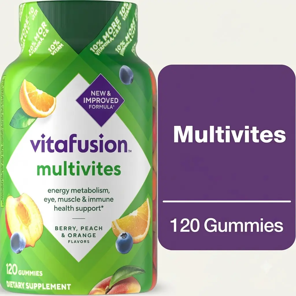 vitafusion MultiVites Gummy Multivitamins for Adults 120 Count 10% More Vitamins A C E Daily Immunity Energy Gummies
