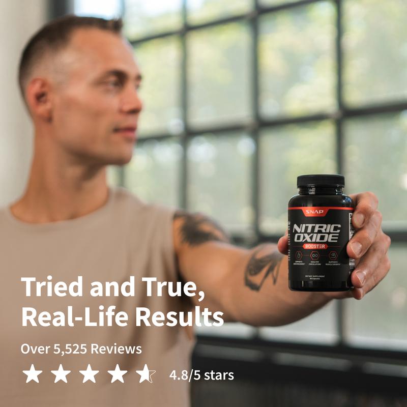 Snap Supplements - Nitric Oxide Booster 60ct + Magnesium Complex - Natural Supplement Bundle
