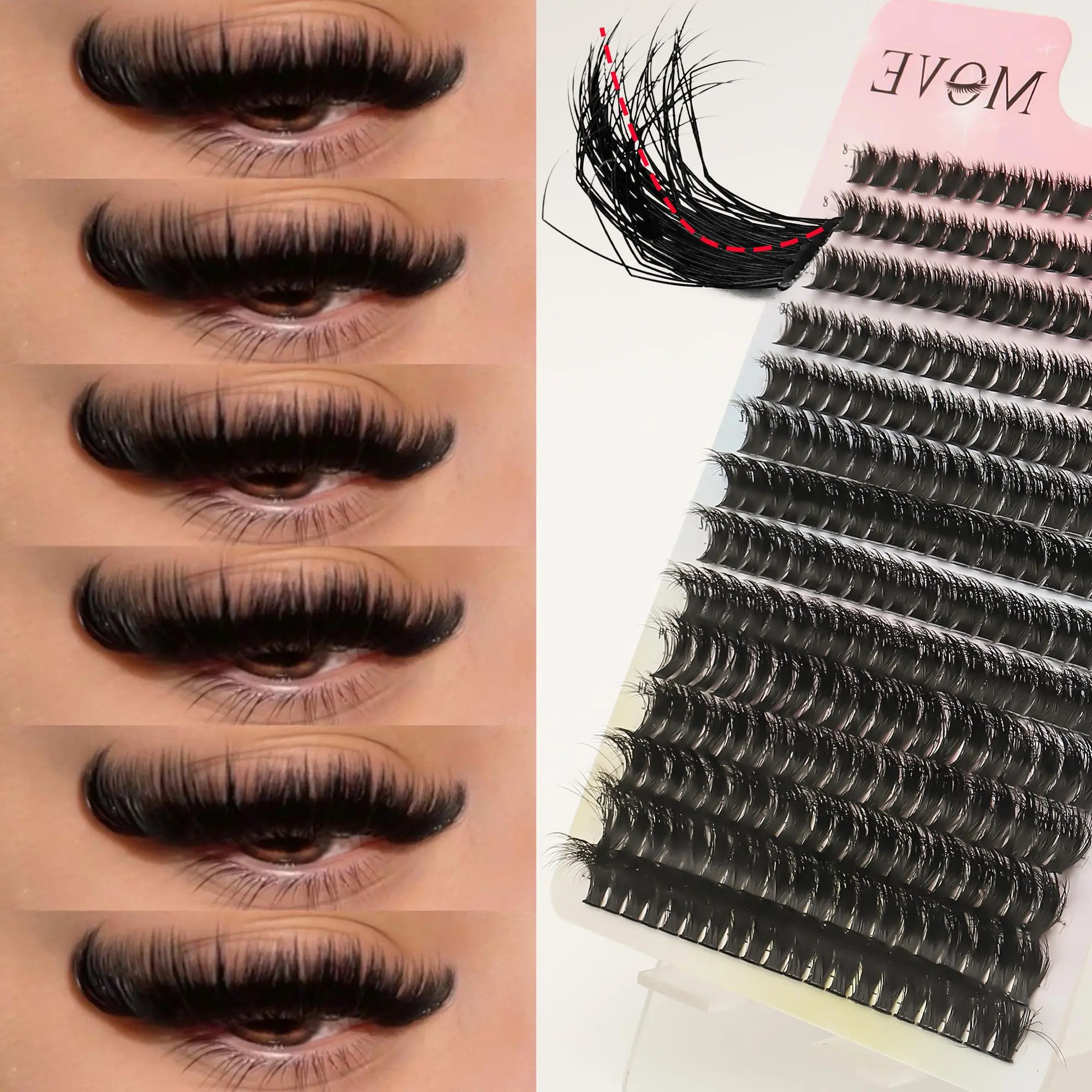 Mixed Length Eyelash Extensions Kit, 1 Box D Curl Individual False Eyelashes, Individual Lash Clusters, Volume Cluster Lashes, Professional Eye Makeup Accessories for Women & Girls, DIY Eyelash Extensions, Cosmetic False Lashes, Longer Looking Lashes