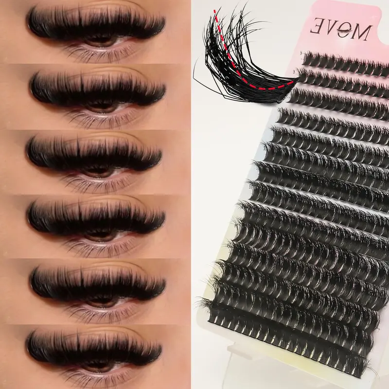 Mixed Length Eyelash Extensions Kit, 1 Box D Curl Individual False Eyelashes, Individual Lash Clusters, Volume Cluster Lashes, Professional Eye Makeup Accessories for Women & Girls, DIY Eyelash Extensions, Cosmetic False Lashes, Longer Looking Lashes