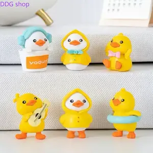 6Pcs Cute Yellow Duck Figurines, Kawaii Car Dashboard Decor, Mini Duck Desk Ornament, Playful Interior Accessory for Home Office Cubicle