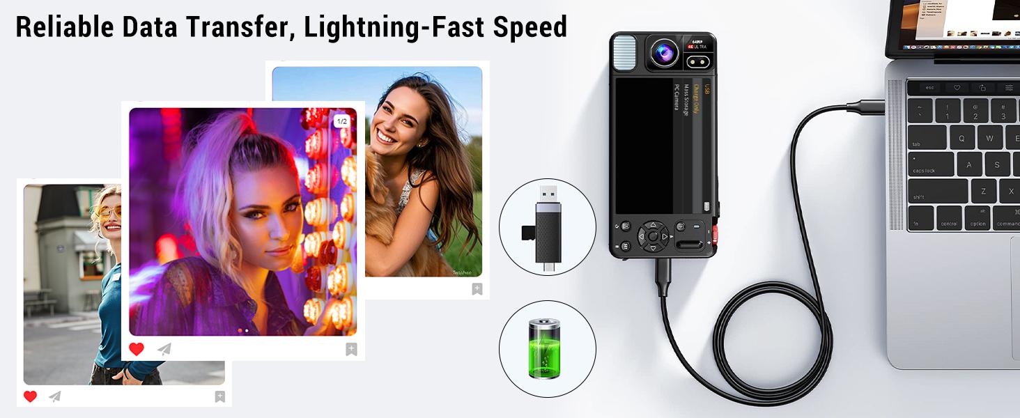 Digital Camera, 4K 64MP Cameras for Photography, 270°Flip Screen Vlogging Camera, Autofocus, Flash, 18X Zoom, 2 Batteries, 64GB Card, Point and Shoot Digital Cameras for Kids Teens, Black