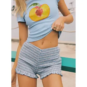 Jukebox Shirred Micro Shorts Blue