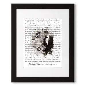 Vinyl Record Personalized Music Lyrics Song Canvas Prints Music Artist Date Upload Photo on Prints Anniversary for Her,Wedding,Birthday,Engagement,Wall Decor