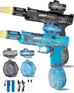 2 Pack Electric Water Blaster Toy with Light Up, Full Automatic Electric Water Squirter 28-32 FT Range Water Pistol Blaster Soaker, Summer Outdoor Pool Water Toy for Adults & Kids, Water Shooter LED Lighted Light-Up luminous flame effect