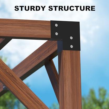 GARVEE 12'X 14' Cedar Wood Pergola with Solid Structure, Retractable Shade Canopy, Durable, Rot Resistant, Patio Pergola for Backyard, Deck, Garden