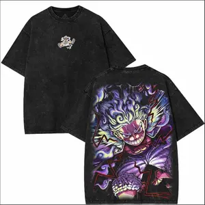 Lufi JoiBoy One Pice RetroVintage Unisex Anime Manga Acid Washed Lightweight Cotton Tshirt Gift For Anime Fan Tees Vintage Shirts T-shirt