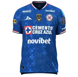Customizable Pirma Men's Cruz Azul Home Jersey25/26 Champion 9 + Liga BBVA Patches (Blue)