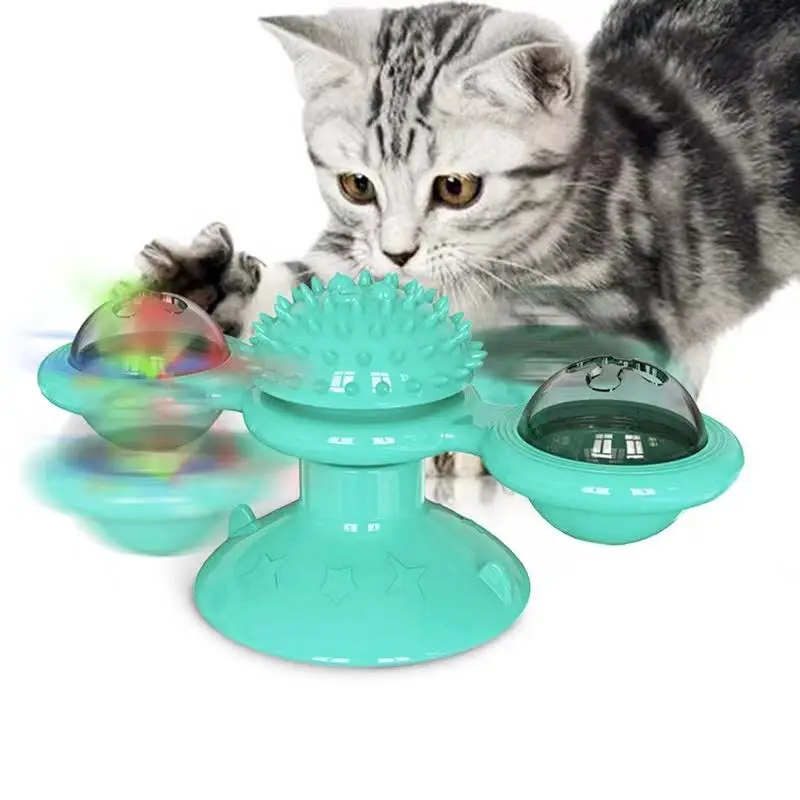 Cat Spinning Top Toy, 360 Degree Rotatable Interactive Cat Toy, Luminous Cat Teaser Toy, Peppermint Sucker Interactive Toy, Fun Indoor Cat Toy, Cats C