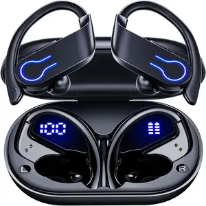 Wireless Bluetooth Earbuds 120H Playtime Bluetooth 5.3 Ear Buds for Sports, Hi-fi Stereo Earphones with LED Display Charging Case, Headphones for Running/Workout Audio Bluetooth，Open Ear Bluetooth
