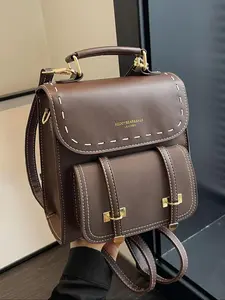 Women's Elegant Colorblock Backpack, Fashionable PU Leather Backpack, Casual Trendy Versatile High-quality Daily Commuting Bag, Girl Fashionable Bag, Travel Backpack