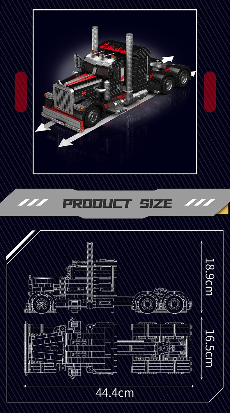 Mould King 10037 Flatbed Semi Truck Tow Road Trailer Muscle Car Building Block Adult Kid Toy 1797 Pcs Vehicle Brick