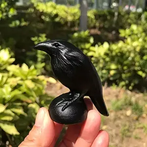 Crow Design Ornament, Hand Carved Onyx Crow Statue, Collectible Figurines, Office Desktop Decoration, Home Decor, Gift for Animal Lovers, Birthday Gift