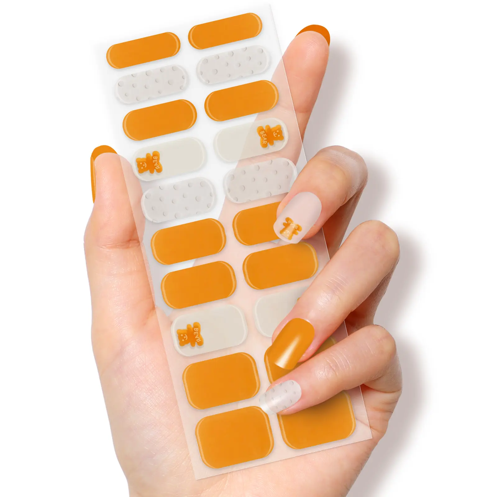Semi Cured Gel Nail Sunset Orange Glow: Warm Orange Gel Nail Strips, Beauty Products, Nail Stickers