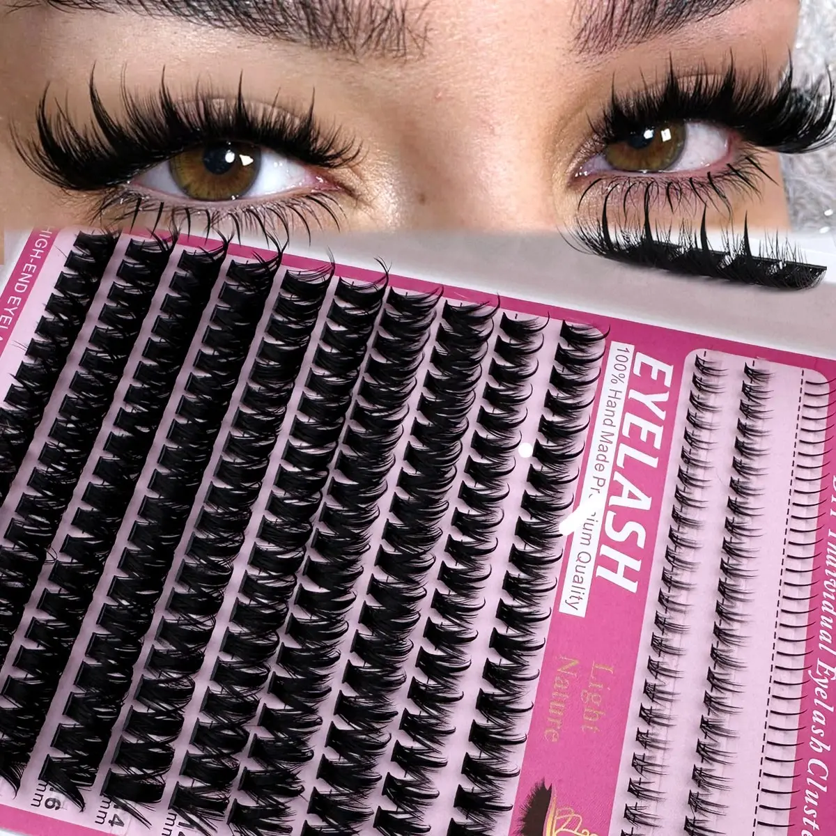 Spikes Bottom 300D/200D/160D Lash Clusters, False Eyelash Cluster, 6-18mm Lash Spikes, Volume Fluffy Lashes, Volume Individual Lashes DIY Spiky Lash Extension Manga Cluster Eyelash Extensions