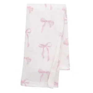 Lambs & Ivy Coquette Floral Pink Bows Aesthetic Warm Fleece Baby Blanket