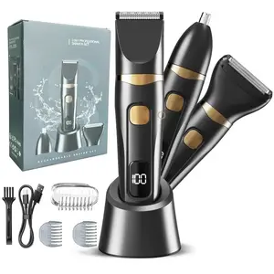 Three-In-One Electric Body Hair Trimmer, Wireless Shaver for Men's Groin Hair Removal, Waterproof Electric Razor, Multifunctional Hair Trimmer